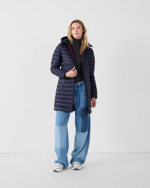 Navy Long Hooded Down Jacket Vero 2. 0 - JOTT UK - 2