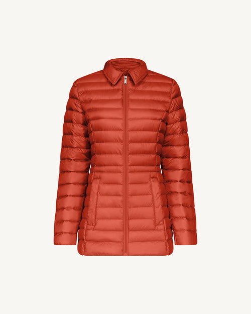 Intense rust Nour 2.0 mid-length hooded puffer jacket - JOTT UK - 2