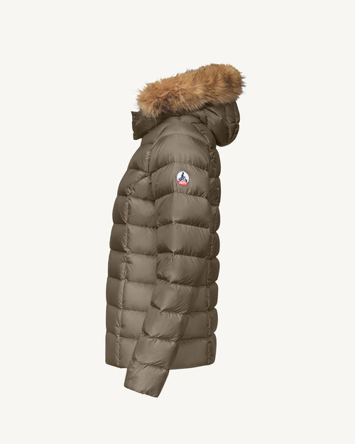 Luxe Extreme Cold hooded down jacket Taupe - JOTT UK - 5
