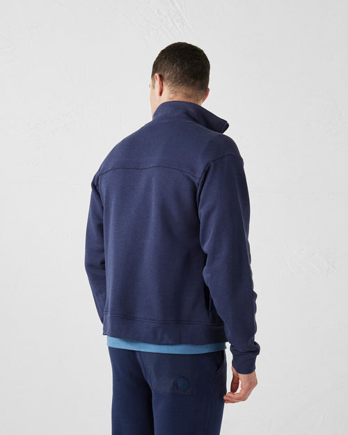Navy Roger bi-fabric high-collar jacket - JOTT UK - 4