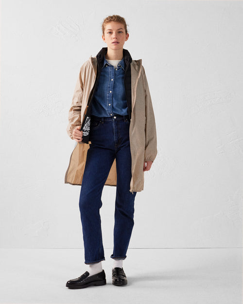 Glendale long waterproof jacket with hood Beige - JOTT UK - 3