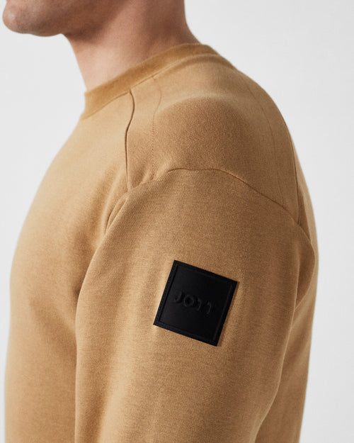 Tawny brown Alphonse bi-fabric round-neck sweatshirt - JOTT UK - 5