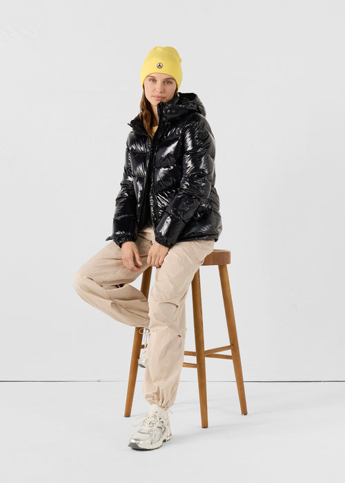 Great cold puffer-style lacquered jacket Black Prague - JOTT UK - 2
