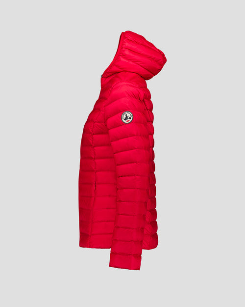 Lightweight hooded down jacket Red Carmin Cloe