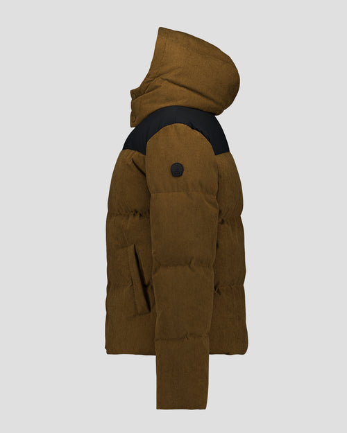 Tawny brown/Black Marceau Bimat dual-material padded jacket - JOTT UK - 2