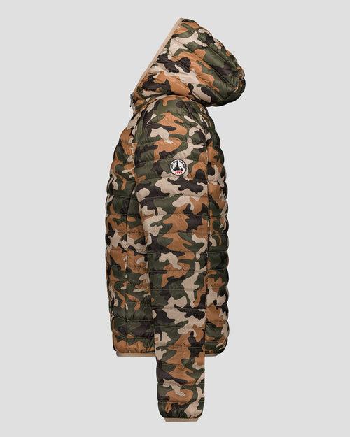 Lightweight Hooded Down Jacket Camo brown sugar Nico print - JOTT UK - 2