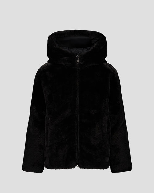 Fake fur hooded jacket Black Agathe - JOTT UK - 2