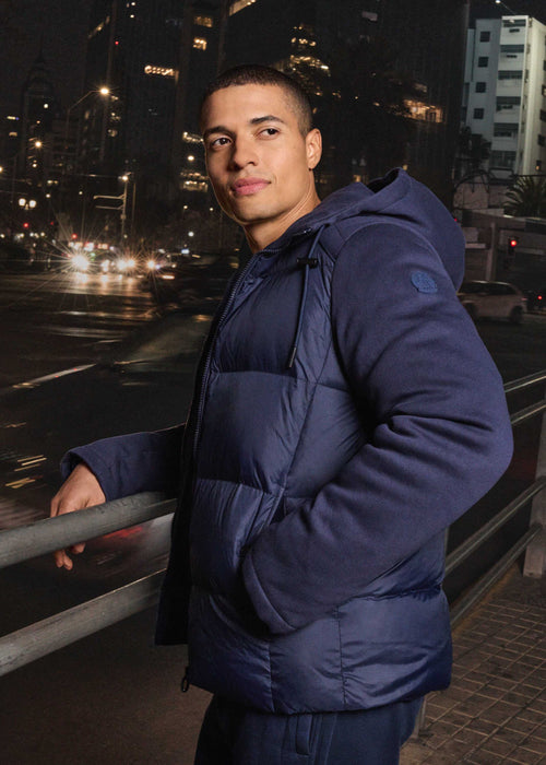 Navy Hooded down jacket Java