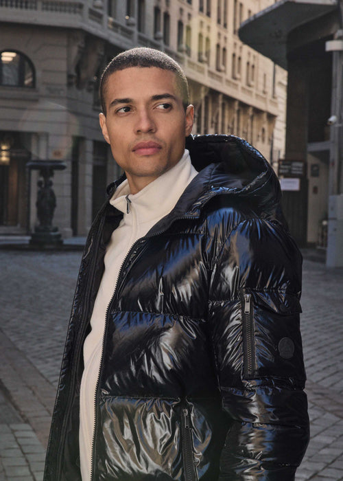 Grand Froid lacquered hooded jacket Black Java