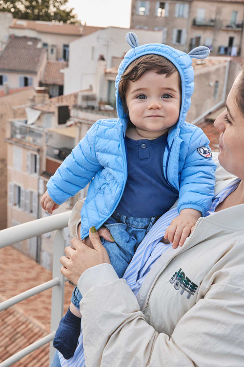 Baby sherpa jacket with ears Crystal blue Mael - JOTT UK - 2