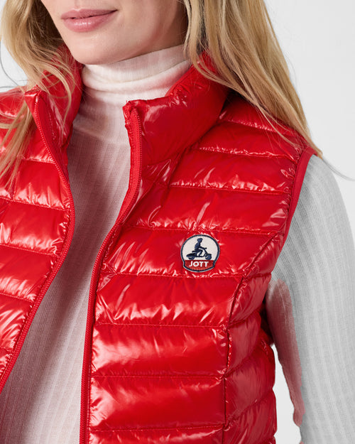 Lightweight sleeveless down jacket Shiny carmine red Seda - JOTT UK - 5