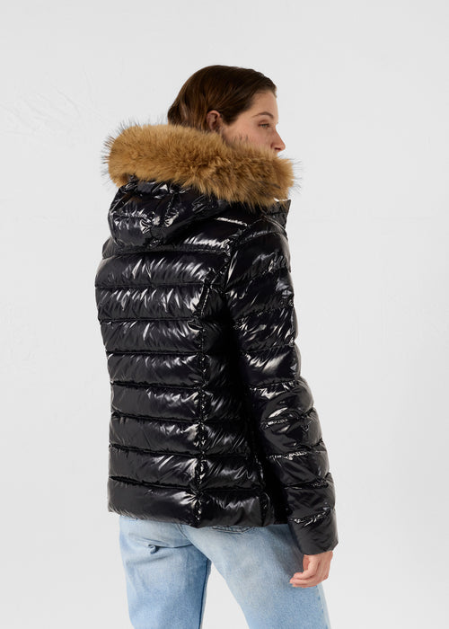 Great cold lacquered hooded jacket Black Luxe - JOTT UK - 3