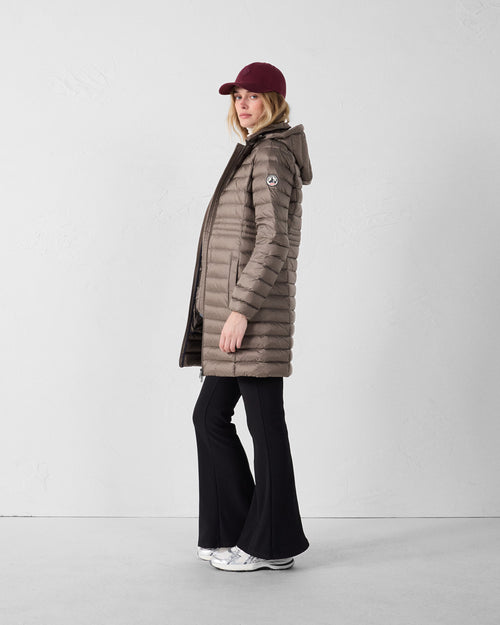 Long Hooded Down Jacket Taupe Vero 2.0 - JOTT UK - 2