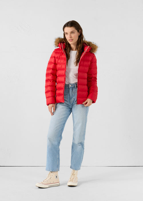 Luxe Extreme Cold hooded down jacket Carmine red - JOTT UK - 3