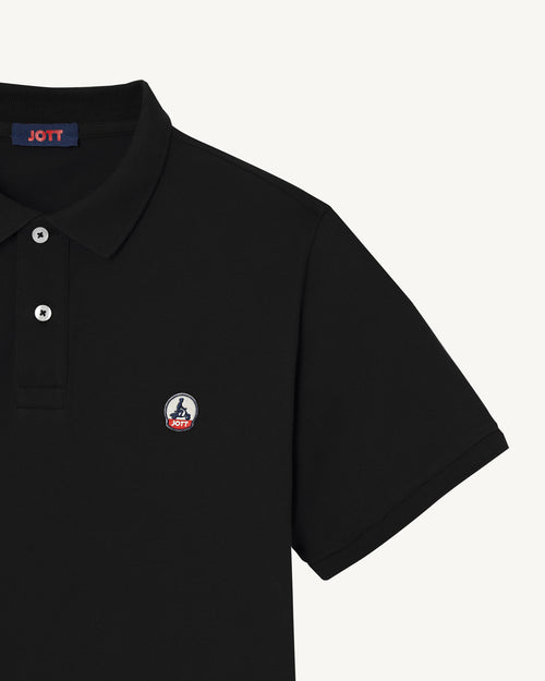 Black Marbella organic cotton polo shirt - JOTT UK - 4
