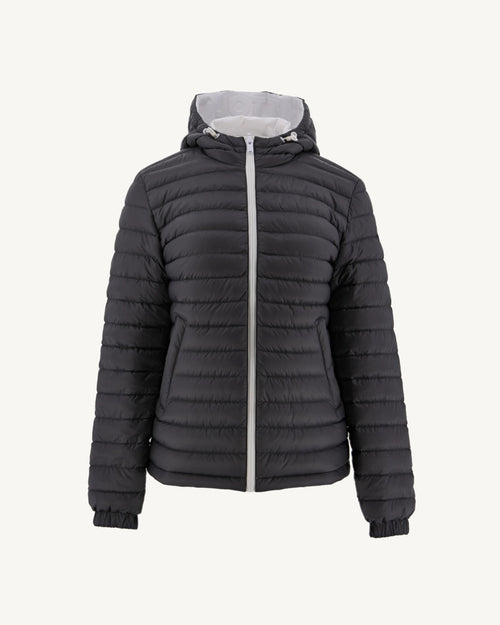 White/Anthracite Vienne reversible hooded puffer jacket - JOTT UK - 2