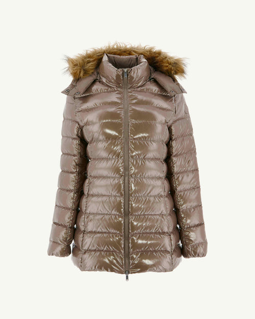 Grand Froid Perle Taupe lacquered mid-length jacket - JOTT UK - 2