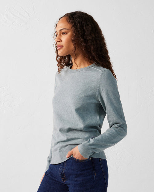 Mineral green Round-neck knitted jumper Heloise - JOTT UK - 5