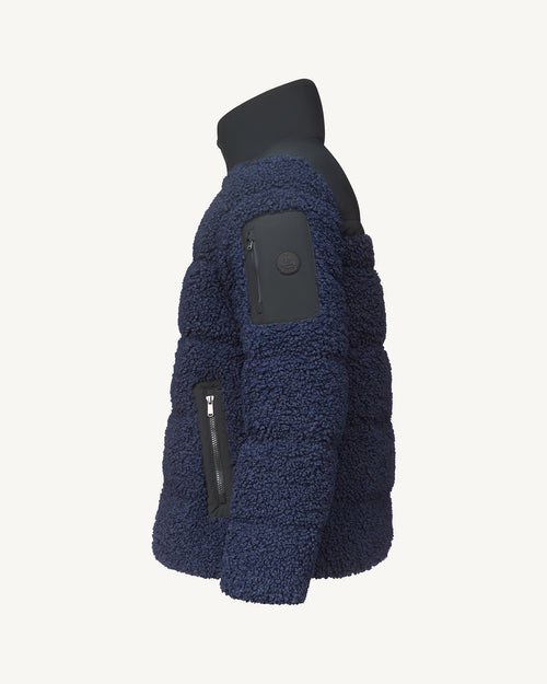 Matheo Extreme Cold bi-material sherpa fleece down jacket Navy - JOTT UK - 5