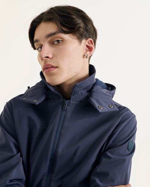 Athenes 2.0 waterproof jacket with detachable hood Navy - JOTT UK - 3