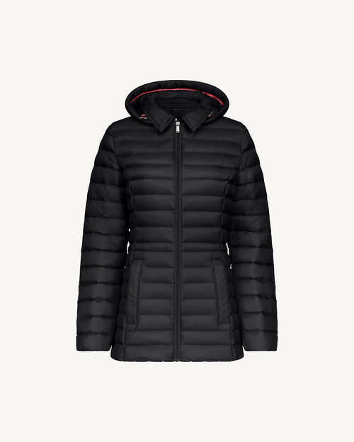 Black Nour 2.0 mid-length hooded puffer jacket - JOTT UK - 2