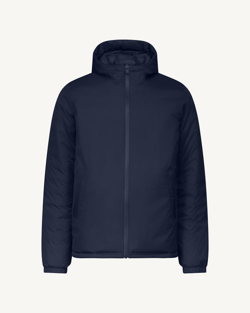 Navy Bergen 2.0 reversible hooded down jacket - JOTT UK - 2