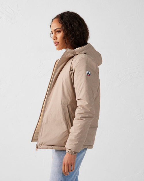 Bangkok 2.0 Ultralight reversible hooded winter jacket Beige/Bleached sand - JOTT UK - 5
