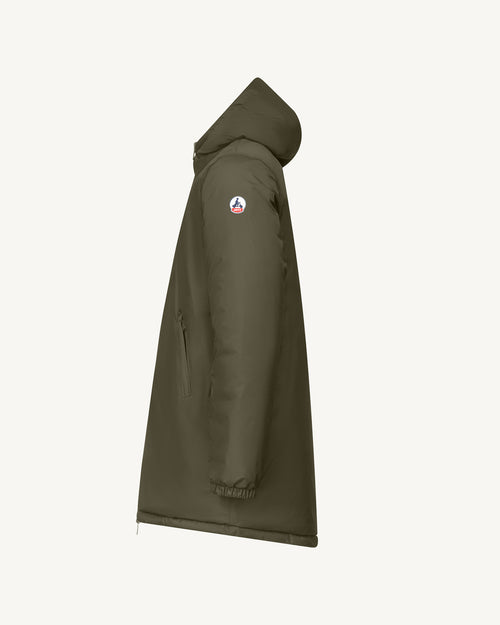 Army/Beige Amsterdam 2.0 long reversible hooded puffer jacket reversible hooded - JOTT UK - 3