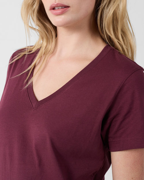 T-shirt col V Black cherry Sofy - JOTT UK - 5