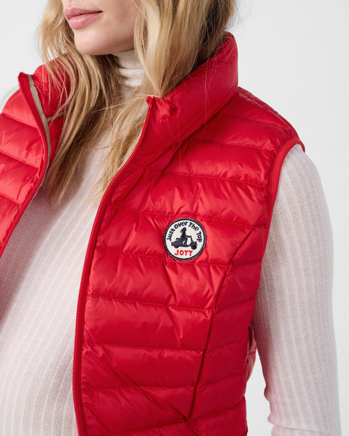 Lightweight Sleeveless Down Jacket Carmine Red Seda - JOTT UK - 5