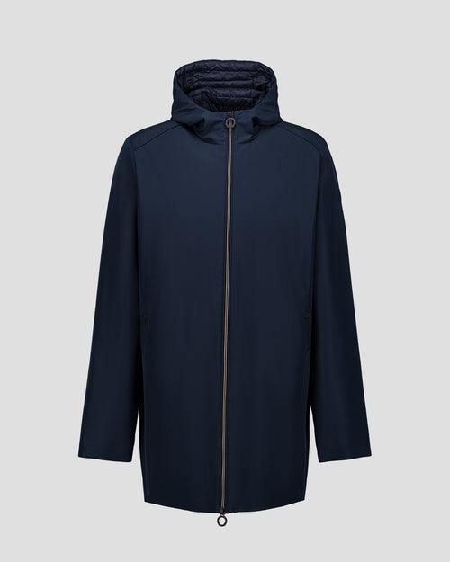 Navy Boris ultralight long jacket with hood - JOTT UK - 2