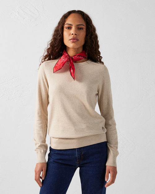 Bleached sand Round-neck knitted jumper Heloise - JOTT UK - 3