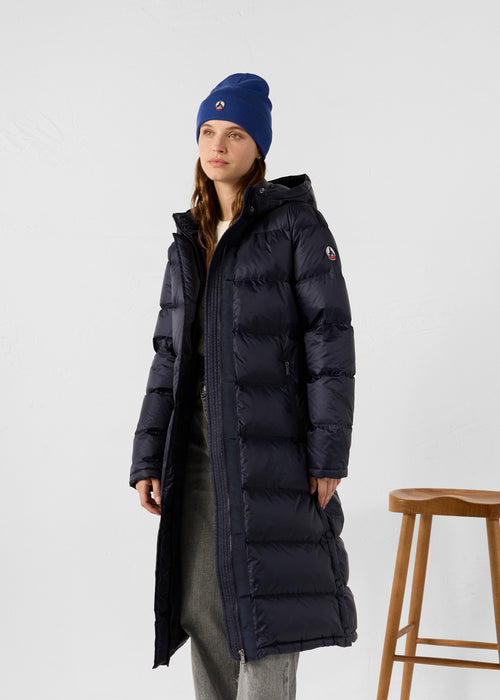 Long hooded down jacket Navy Karachi - JOTT UK - 3
