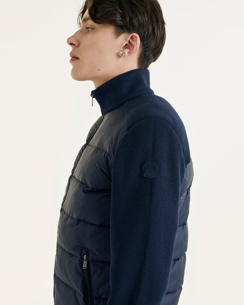 Fargo bi-material knit down jacket Navy - JOTT UK - 3