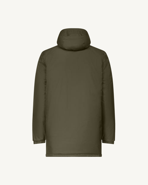 Army/Beige Amsterdam 2.0 long reversible hooded puffer jacket reversible hooded - JOTT UK - 4