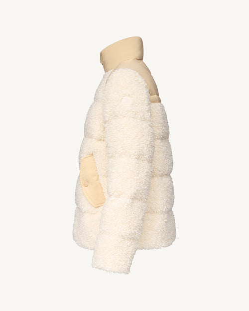SanaExtreme Cold bi-material sherpa fleece down jacket Ivory - JOTT UK - 5