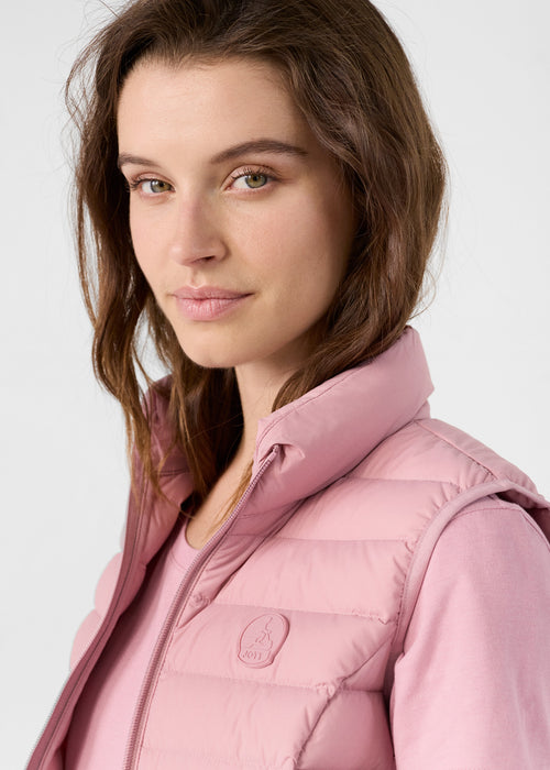 Dusty rose Grenada stretch sleeveless puffer jacket - JOTT UK - 4