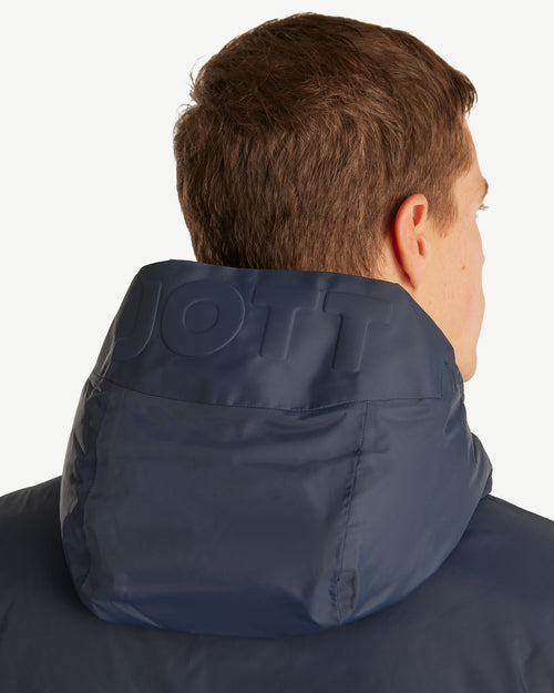 Navy Amsterdam long reversible hooded puffer jacket reversible hooded - JOTT UK - 3