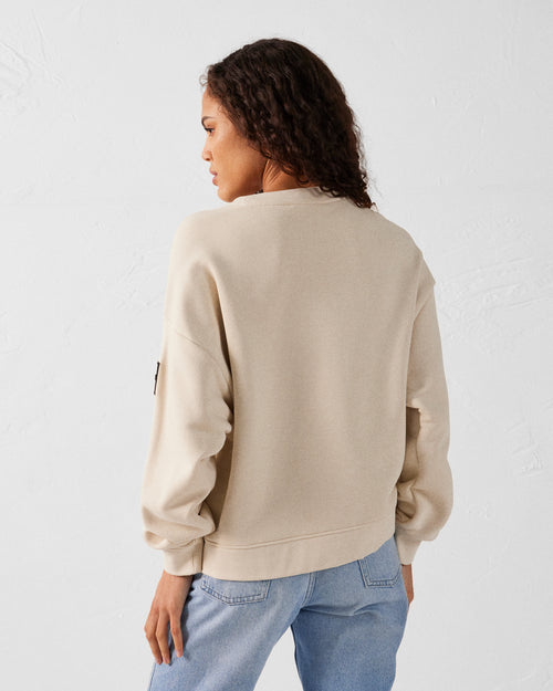 Bleached sand Round-neck bi-fabric sweatshirt Pinako - JOTT UK - 4