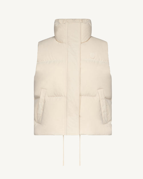 Shangai cropped puffer-style sleeveless down jacket Ivory - JOTT UK - 2