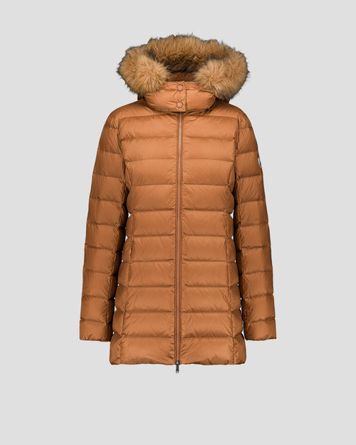 Perle Extreme Cold mid-length down jacket Brown sugar - JOTT UK - 2