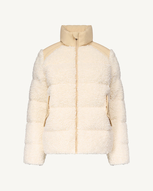 SanaExtreme Cold bi-material sherpa fleece down jacket Ivory - JOTT UK - 2