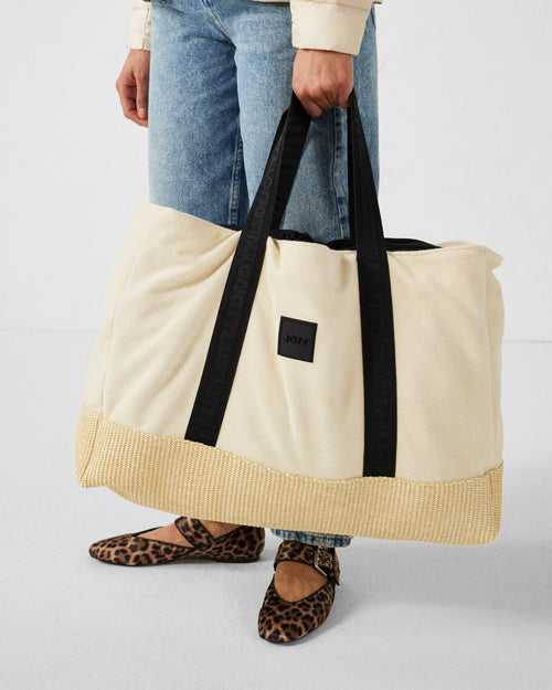 Bleached sand Large bi-material totebag Harmony - JOTT UK - 3