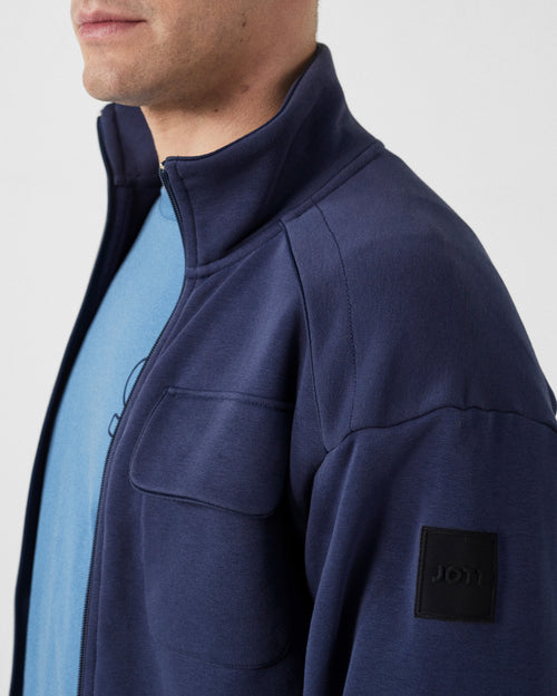 Navy Roger bi-fabric high-collar jacket - JOTT UK - 5