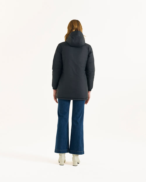 Black/Petal rose Roma 2.0 long reversible puffer jacket - JOTT UK - 4