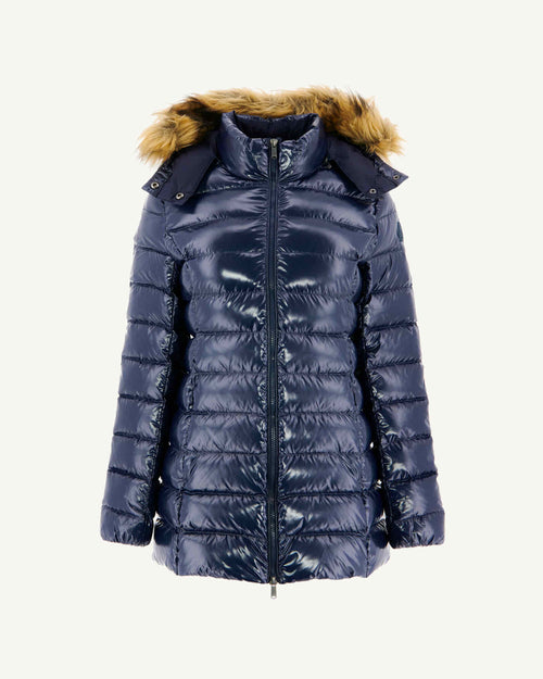 Grand Froid Navy Perle lacquered mid-length jacket - JOTT UK - 2
