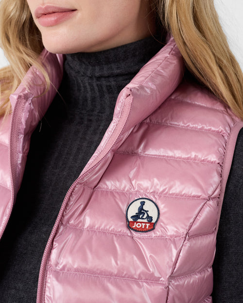Lightweight sleeveless down jacket Shiny antique pink Seda - JOTT UK - 5