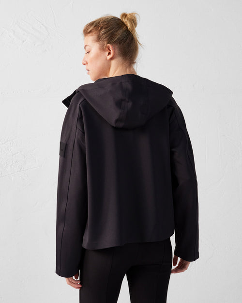 Black Bi-fabric short jacket oversized Ellen - JOTT UK - 4