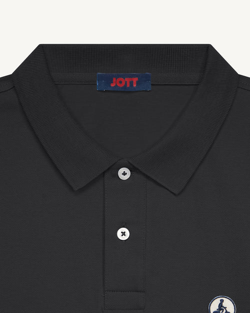 Black Marbella organic cotton polo shirt - JOTT UK - 3