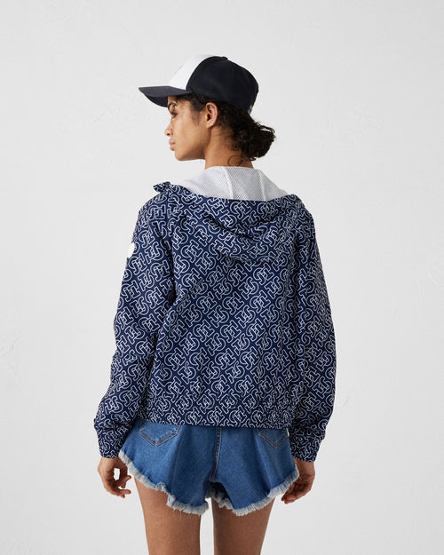 Mono navy Alize monogram lightweight hooded windbreaker jacket - JOTT UK - 4